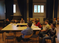 The audience at Judge�s lecture are wild with enthusiasm.